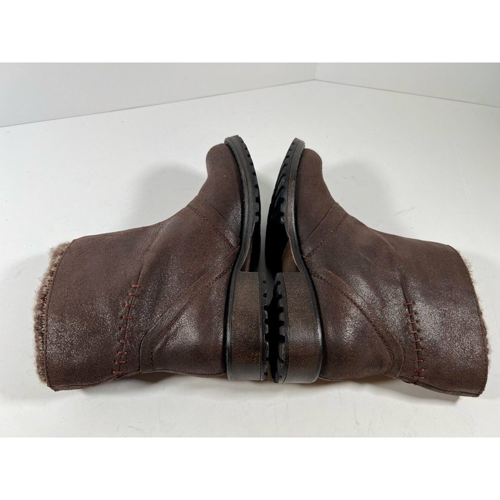 Nine West Womens Rockedgd Ankle Boots Booties Brown Leather Flat Heel Snap 5 - Picture 5 of 8